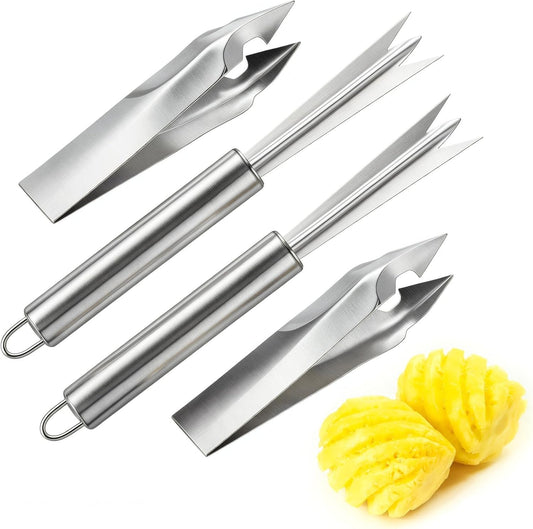 4 Pcs Pineapple Eye Remover Tool Set – Heavy Duty Stainless Steel Pineapple Eye Clip & V-Shape Cutter Knife, Multifunctional Pineapples Processing Tools for Kitchen, Fruit Store & Home Use