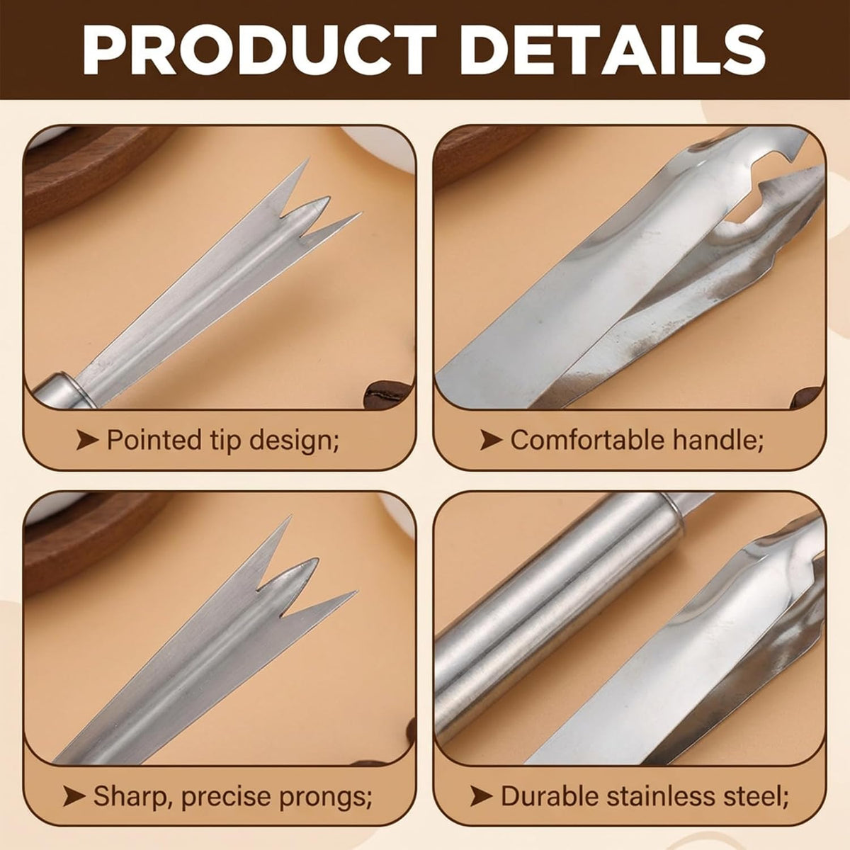 4 Pcs Pineapple Eye Remover Tool Set – Heavy Duty Stainless Steel Pineapple Eye Clip & V-Shape Cutter Knife, Multifunctional Pineapples Processing Tools for Kitchen, Fruit Store & Home Use