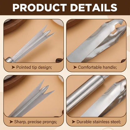 4 Pcs Pineapple Eye Remover Tool Set – Heavy Duty Stainless Steel Pineapple Eye Clip & V-Shape Cutter Knife, Multifunctional Pineapples Processing Tools for Kitchen, Fruit Store & Home Use