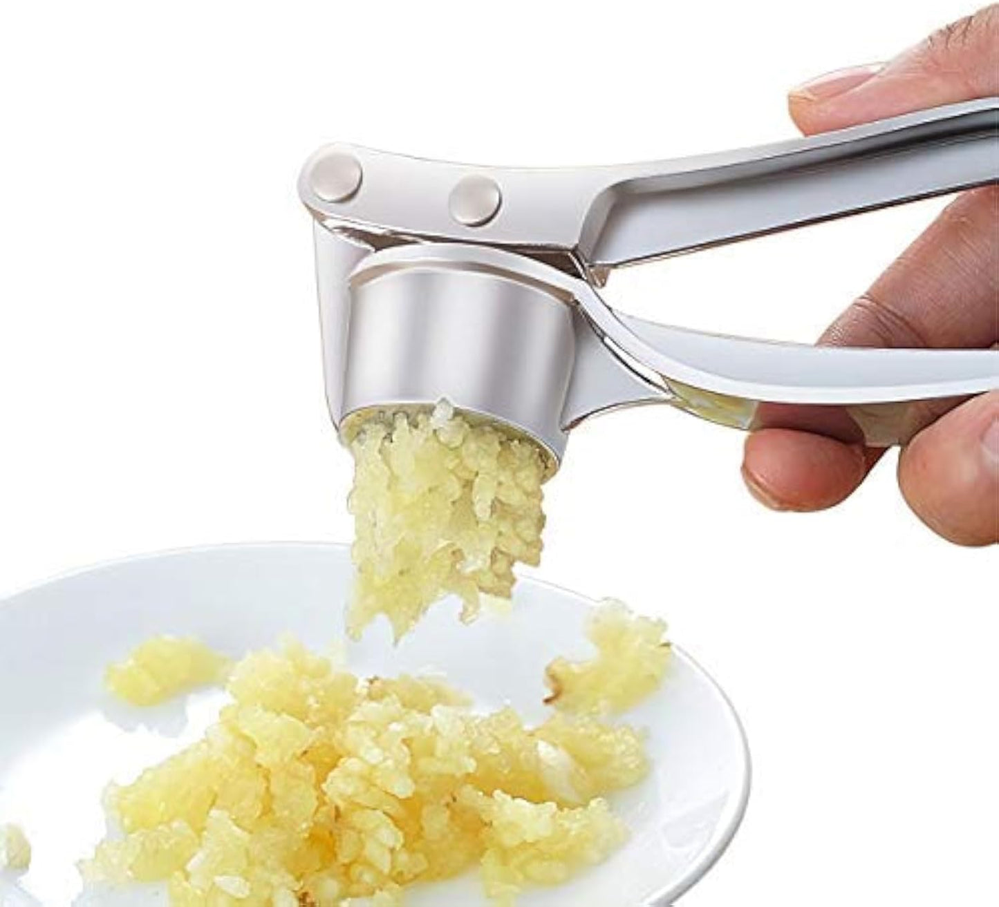 Garlic Press Mashed Garlic Crusher Peeler Chopper Garlic Puree Maker Heavy Duty Stainless Zinc Alloy