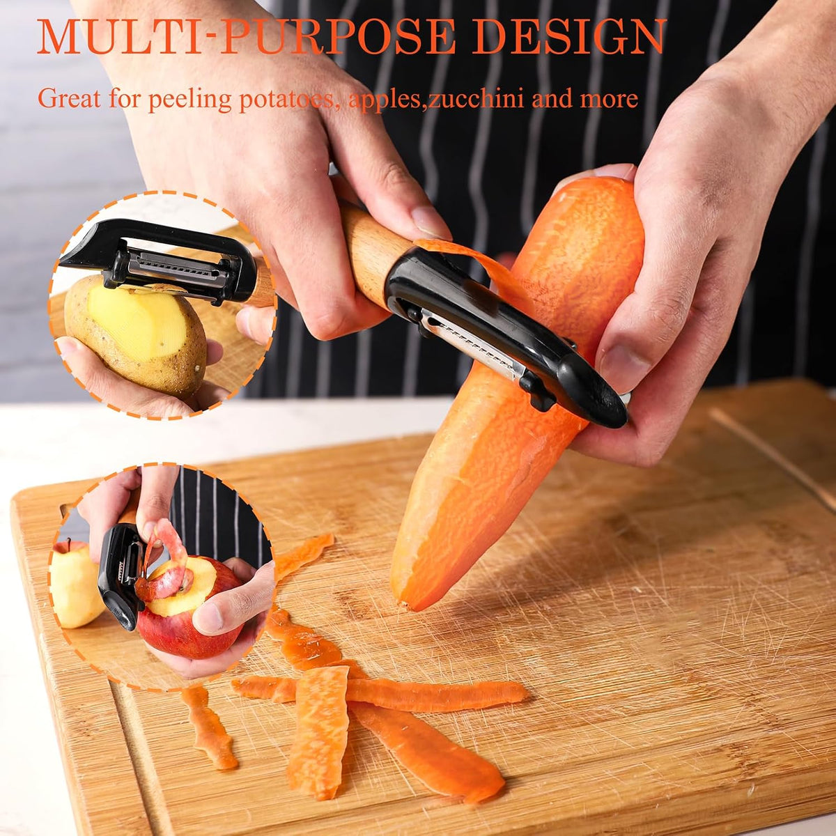 Vegetable Peeler Stainless Steel Potato Peeler,3 In 1 I-Shaped Peeler