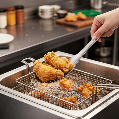 4 Pieces Spider Strainer Skimmer Spoon Set, Fine Mesh Strainer and Fat Skimmer Spoon Set, Stainless Steel Metal With HoleSieve Food Strainers with Hanging Holes, for Cooking, Fat, Grease, Floating Foa