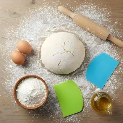 7 Pcs Dough Scraper Set, Bench Scraper Dough Bowl Food Scrapers Tool Cake and Pastry Scrapers Baking Supplies Kitchen Gadgets for Bread Cake Fondant Icing Pastry Kitchen Gadgets