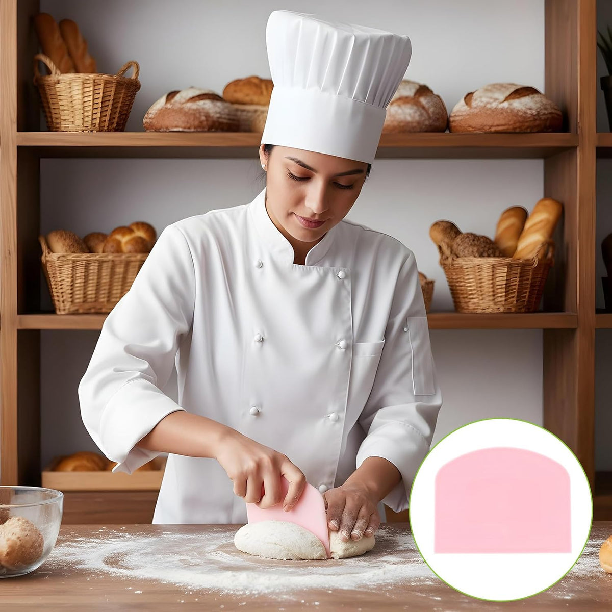 7 Pcs Dough Scraper Set, Bench Scraper Dough Bowl Food Scrapers Tool Cake and Pastry Scrapers Baking Supplies Kitchen Gadgets for Bread Cake Fondant Icing Pastry Kitchen Gadgets