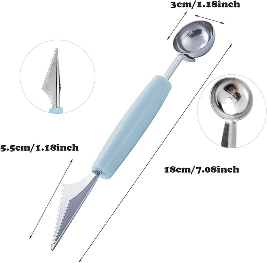 Melon Baller, 2Pcs Double-Headed Fruit Carving Cutter Knife Cookie Scoop Fruit Decoration Tool Stainless Steel DIY Cutting Scooping Round Melon Scoop for Watermelon,Cantaloupe,Fruits,Sorbet,Ice Cream