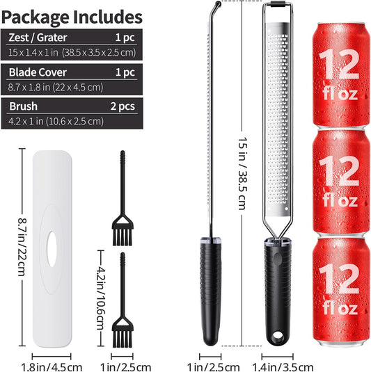 Cheese Grater with Non-Slip Handle, Lemon Zester,L15"x W1.4"