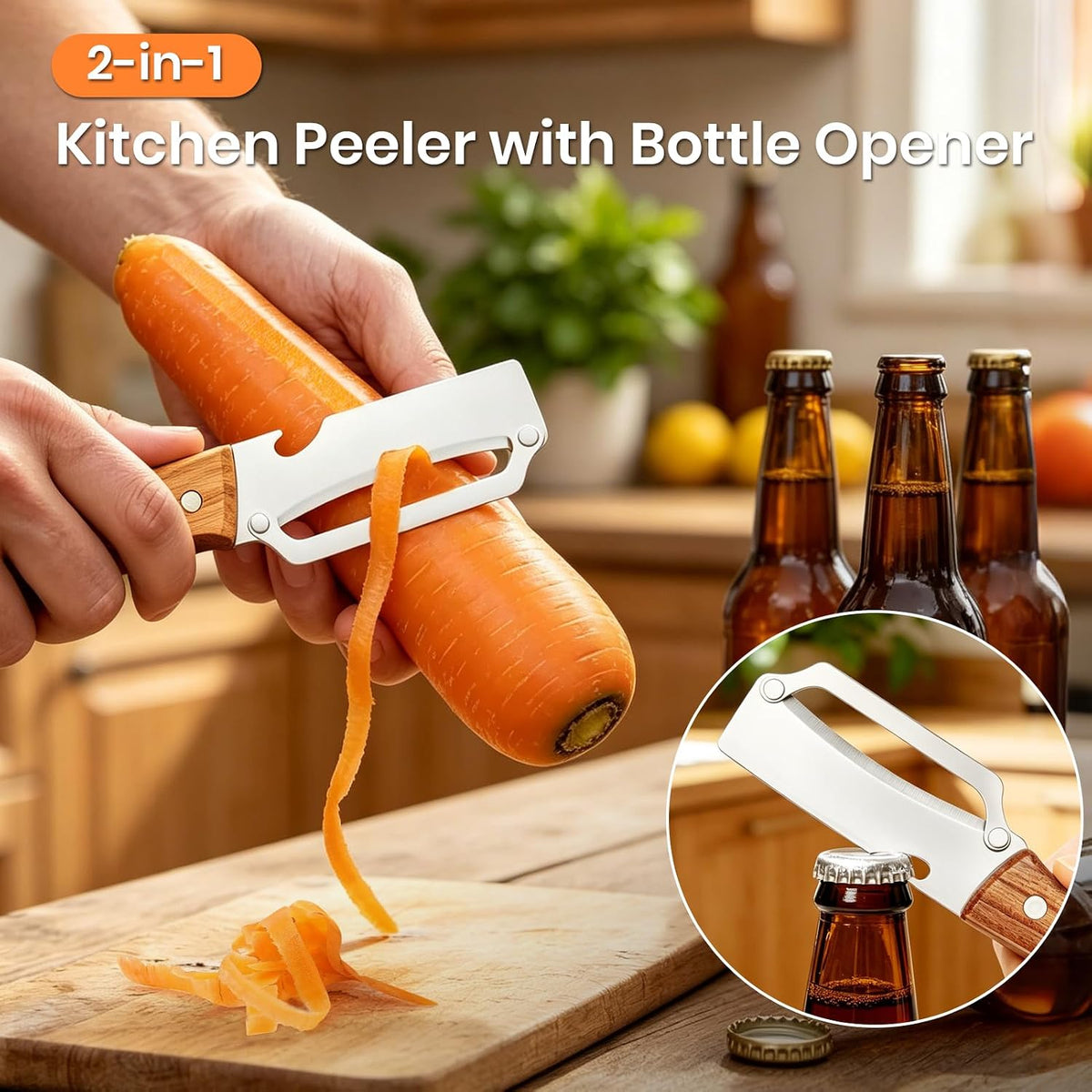 Multi-Functional Vegetable Peeler for Kitchen with Bottle Opener