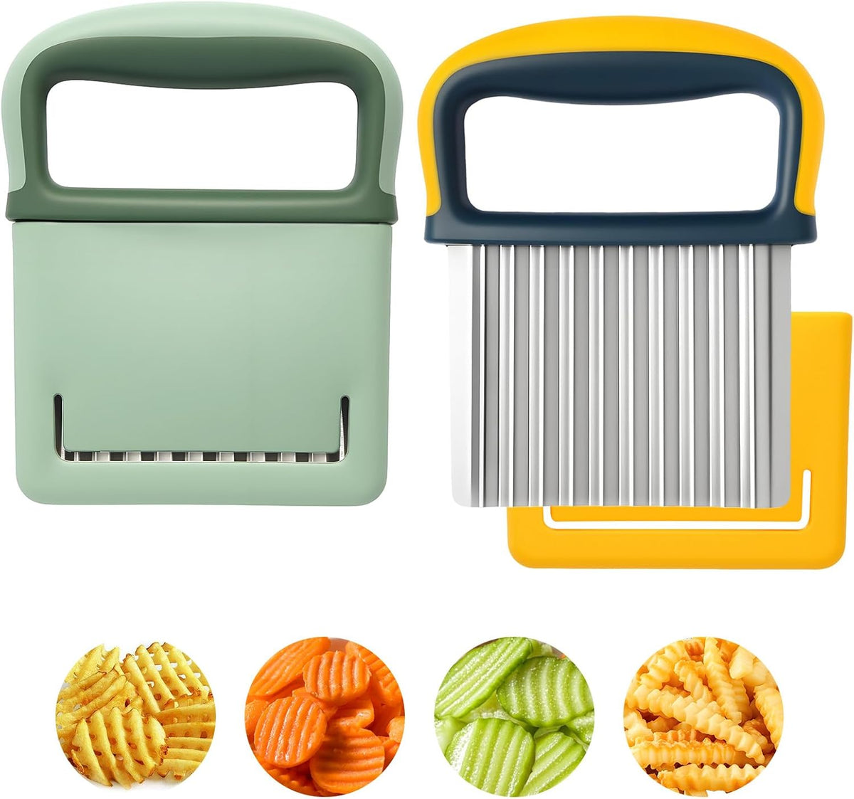 2 Pack Colorful Crinkle Cutter Set with Blade Cover