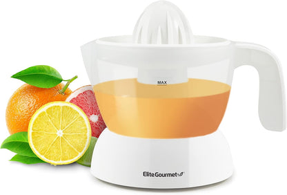 ETS-411 Electric Citrus Juicer, Compact 30-Watt, 16 oz, White | BPA-Free build with large-volume pulp control - juices oranges, lemons, limes & grapefruits via an easy-pour spout