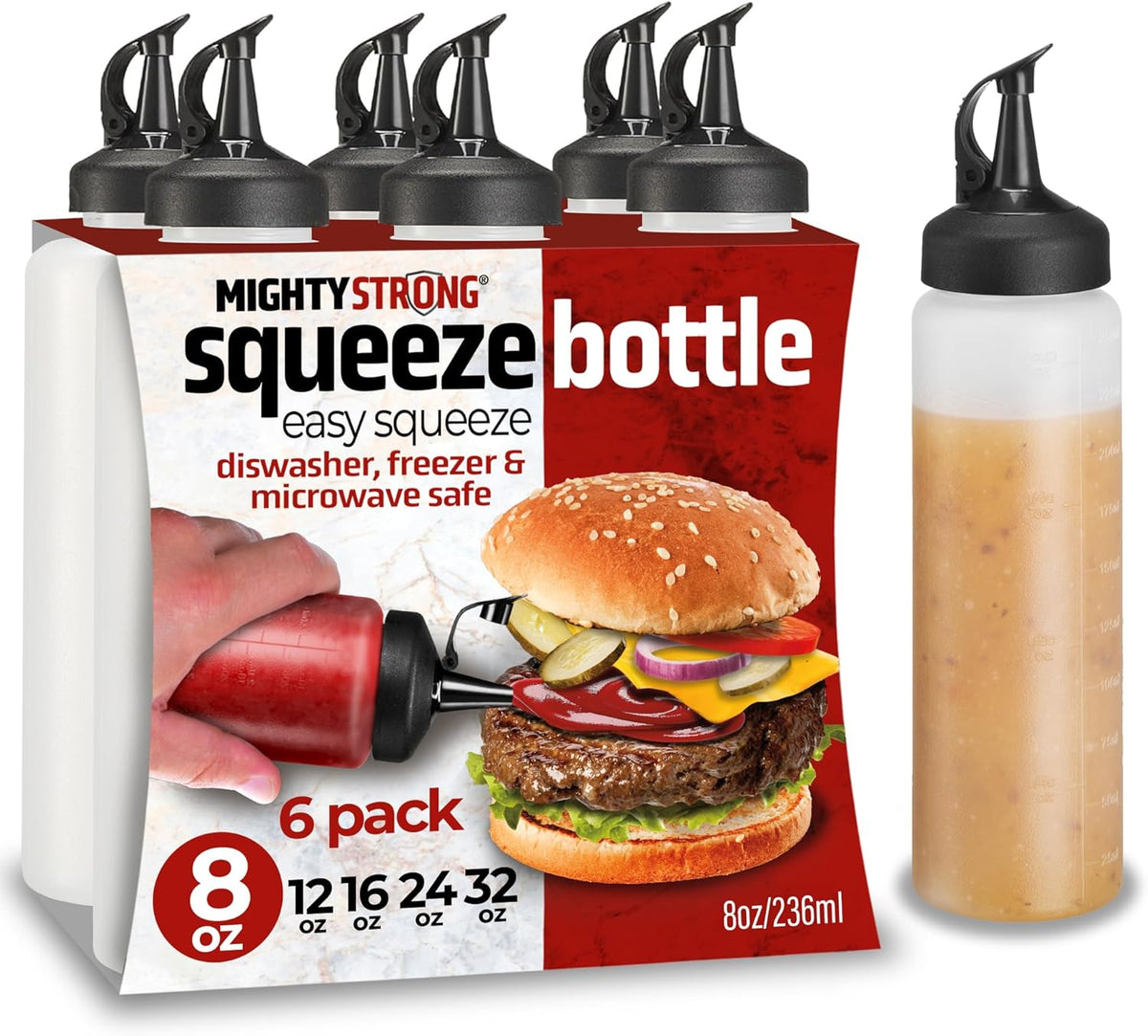 Condiment Squeeze Bottles 24 Oz –Easy Pour Sauce Bottle With Leak Proof Snap Cap, Plastic Squeeze Bottles For Sauces, Condiment Containers, clear