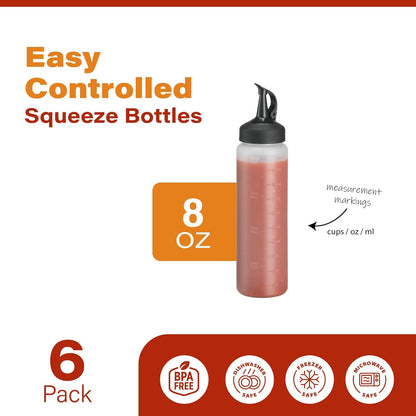Condiment Squeeze Bottles 24 Oz –Easy Pour Sauce Bottle With Leak Proof Snap Cap, Plastic Squeeze Bottles For Sauces, Condiment Containers, clear