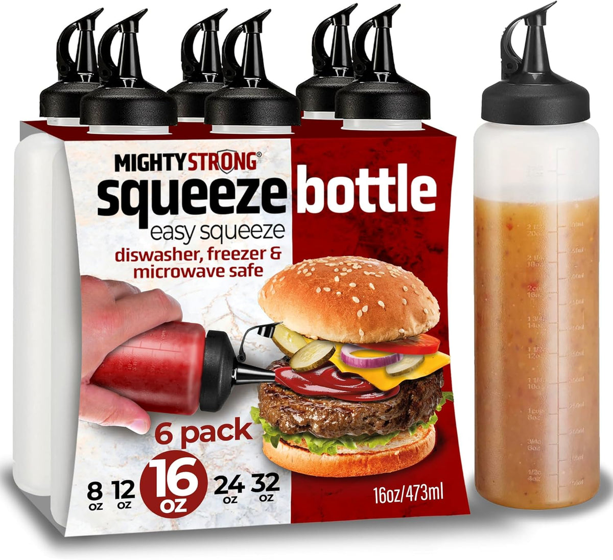 Condiment Squeeze Bottles 24 Oz –Easy Pour Sauce Bottle With Leak Proof Snap Cap, Plastic Squeeze Bottles For Sauces, Condiment Containers, clear