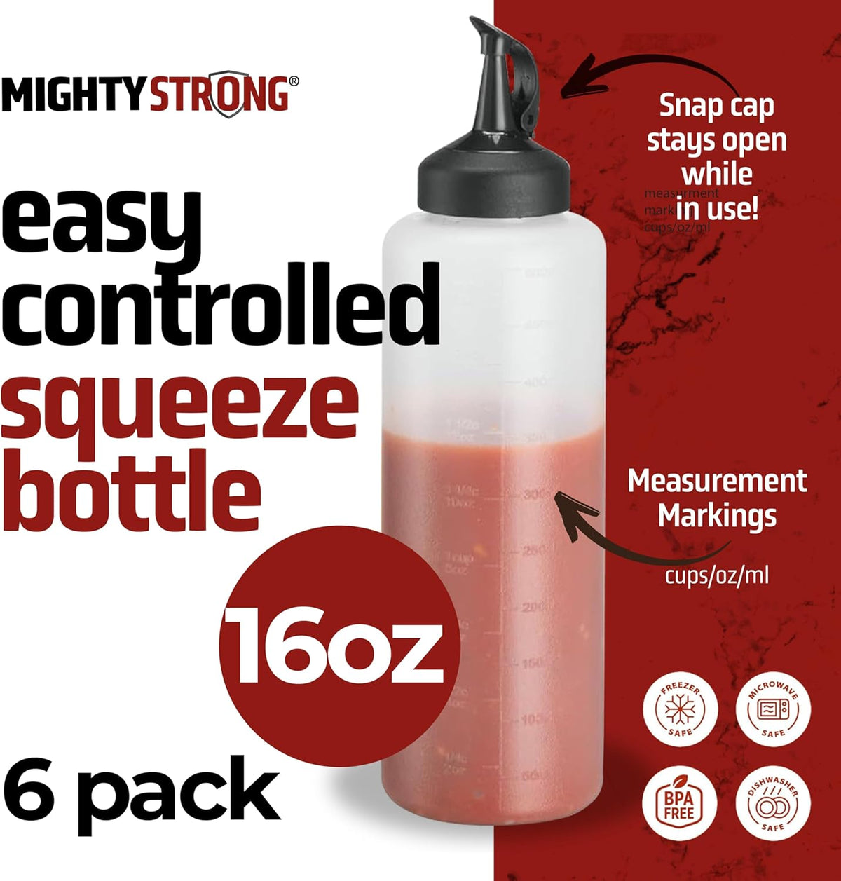 Condiment Squeeze Bottles 24 Oz –Easy Pour Sauce Bottle With Leak Proof Snap Cap, Plastic Squeeze Bottles For Sauces, Condiment Containers, clear