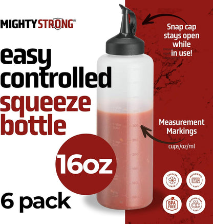 Condiment Squeeze Bottles 24 Oz –Easy Pour Sauce Bottle With Leak Proof Snap Cap, Plastic Squeeze Bottles For Sauces, Condiment Containers, clear