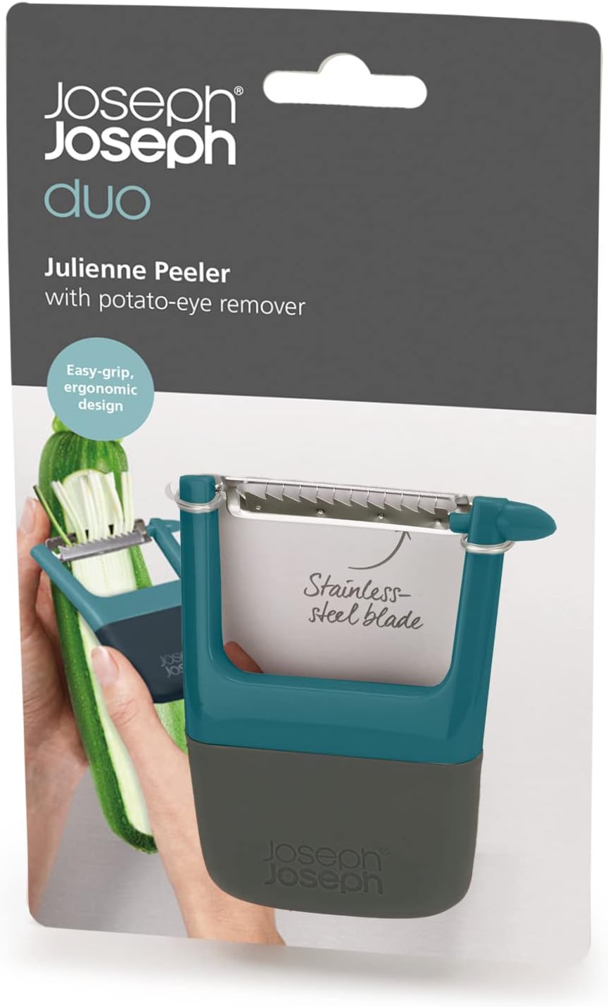 Duo Easy-Grip Julienne Peeler, Vegetable Kitchen Peeler and Potato-Eye Remover, Dark Opal