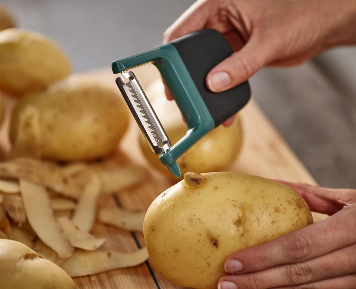 Duo Easy-Grip Julienne Peeler, Vegetable Kitchen Peeler and Potato-Eye Remover, Dark Opal