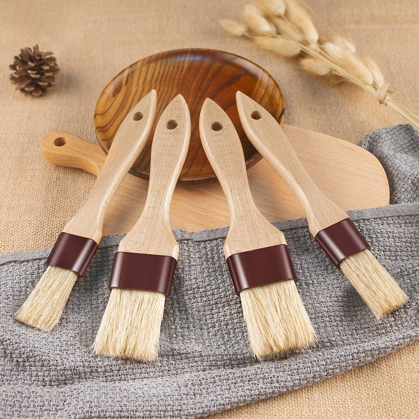 Pastry Brushes for Baking Basting Brush with Boar Bristles and Beech Hardwood Handles Culinary Oil Brush for Barbecue Butter Grill BBQ Sauce Baster (1 inch)