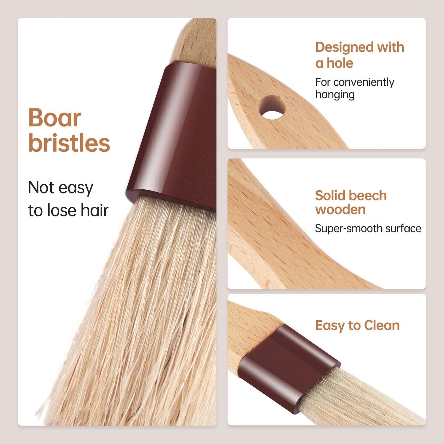 Pastry Brushes for Baking Basting Brush with Boar Bristles and Beech Hardwood Handles Culinary Oil Brush for Barbecue Butter Grill BBQ Sauce Baster (1 inch)