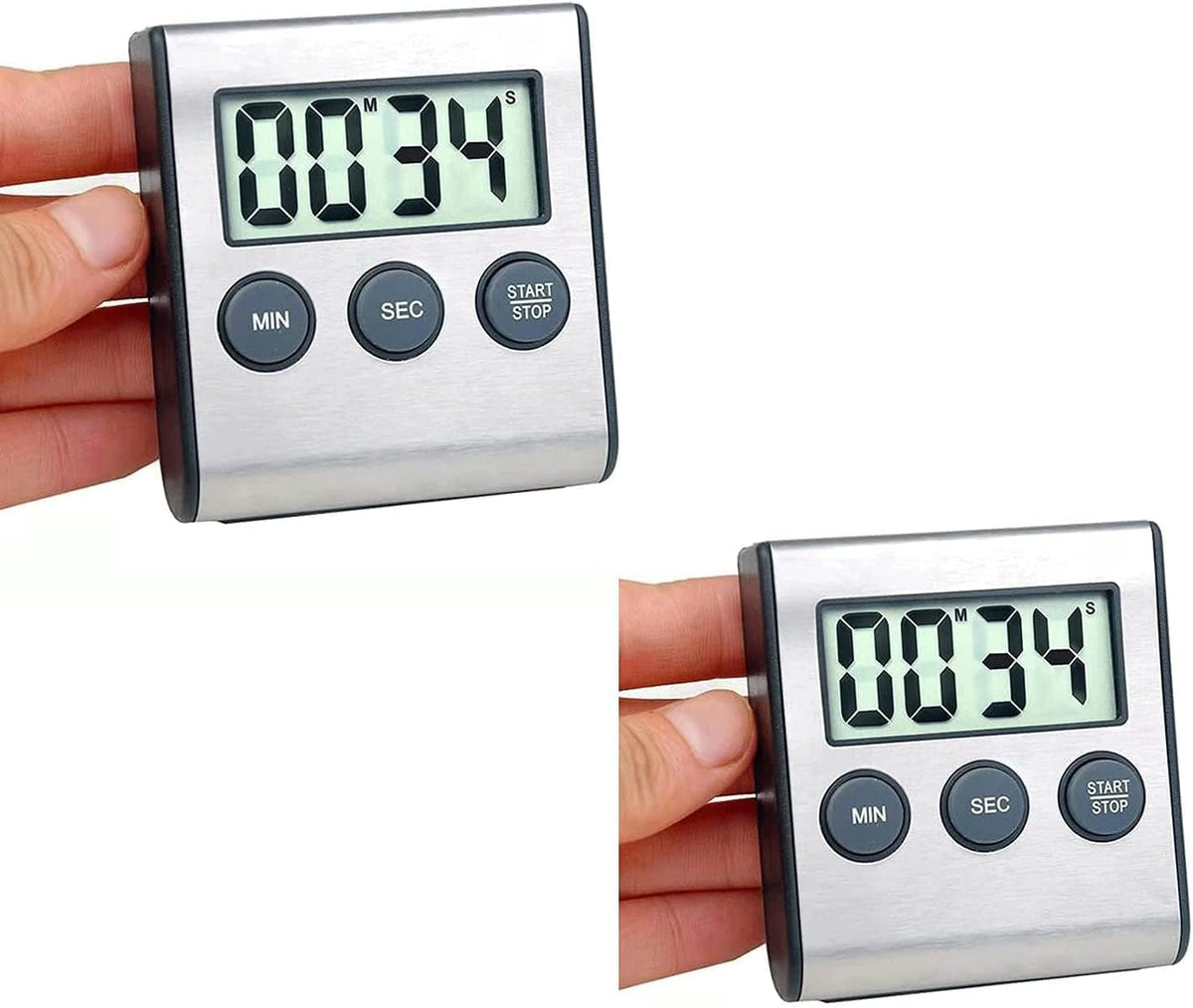 Digital Kitchen Timer - Magnetic Countdown With Loud Alarm, Stainless Steel for Cooking, Baking, Sports Games