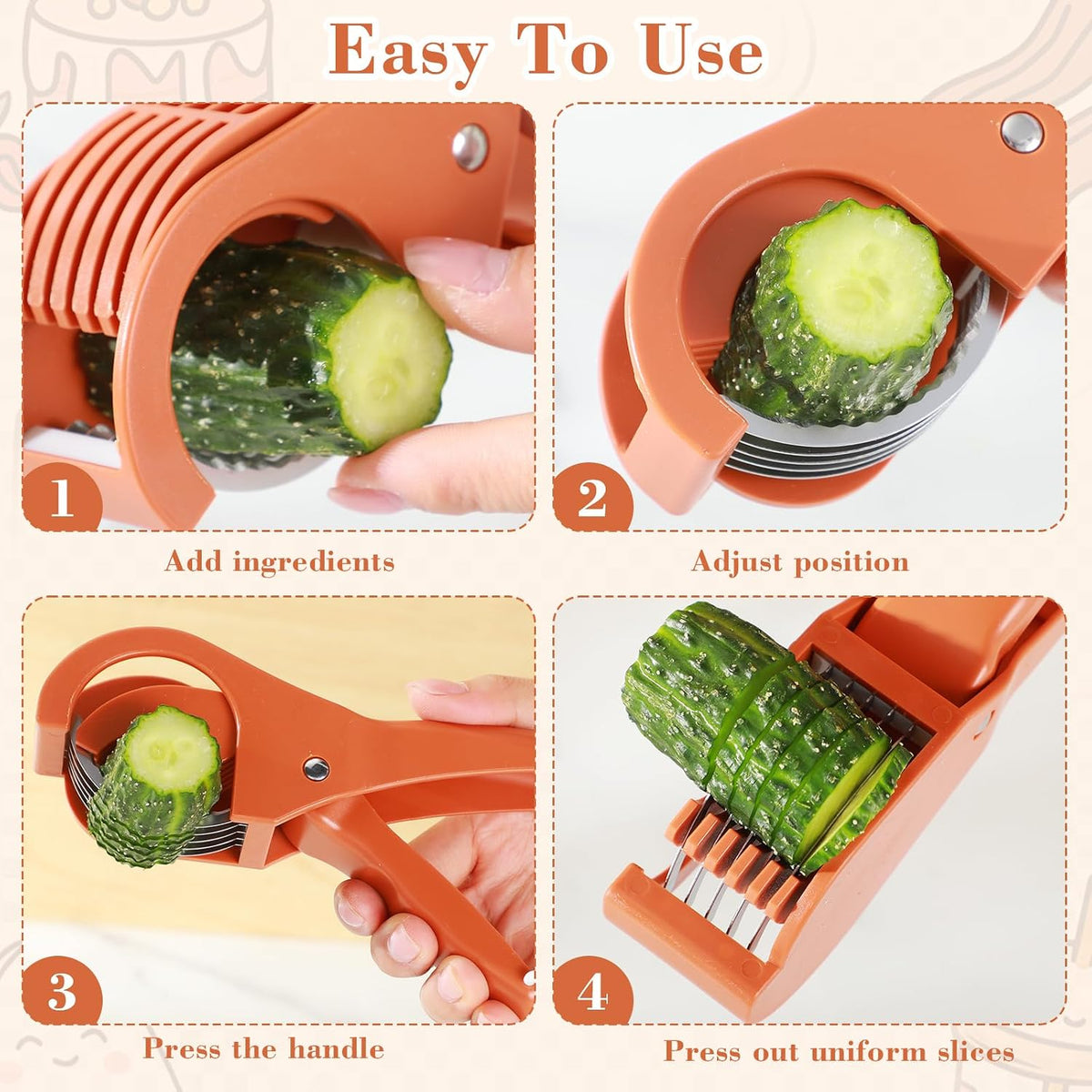 2 Pcs Food Manual Slicer Fruit and Vegetable Cutter Stainless Steel Banana Slicer with ABS Handle for Quickly Making Fruit Vegetable Salad