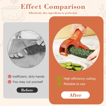 2 Pcs Food Manual Slicer Fruit and Vegetable Cutter Stainless Steel Banana Slicer with ABS Handle for Quickly Making Fruit Vegetable Salad