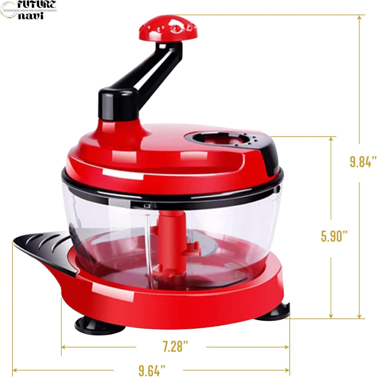 Multi-Functional Manual Food Chopper Processor, 8-Cup Capacity, Hand-Powered Kitchen Helper with 420 Stainless Steel Blades, for Chopping Vegetables, Nuts, Meat & Salsa