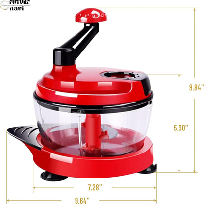 Multi-Functional Manual Food Chopper Processor, 8-Cup Capacity, Hand-Powered Kitchen Helper with 420 Stainless Steel Blades, for Chopping Vegetables, Nuts, Meat & Salsa