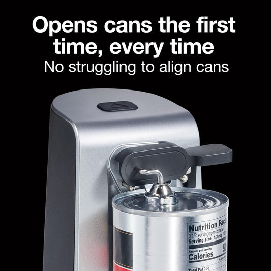 SureCut Electric Automatic Can Opener for Kitchen with Stainless Steel Blade, Twist-off Easy-Clean Lever, Cord Storage, Extra Tall, Silver (75225)