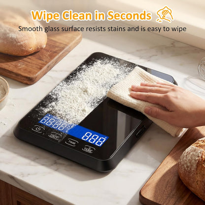 33lb Food Scale Rechargeable, Digital Kitchen Scale Grams and Ounces