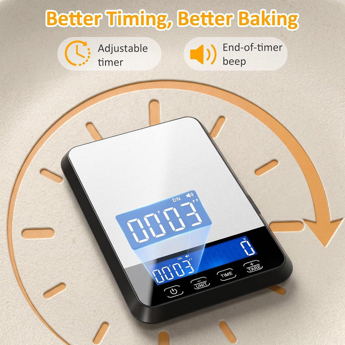 33lb Food Scale Rechargeable, Digital Kitchen Scale Grams and Ounces