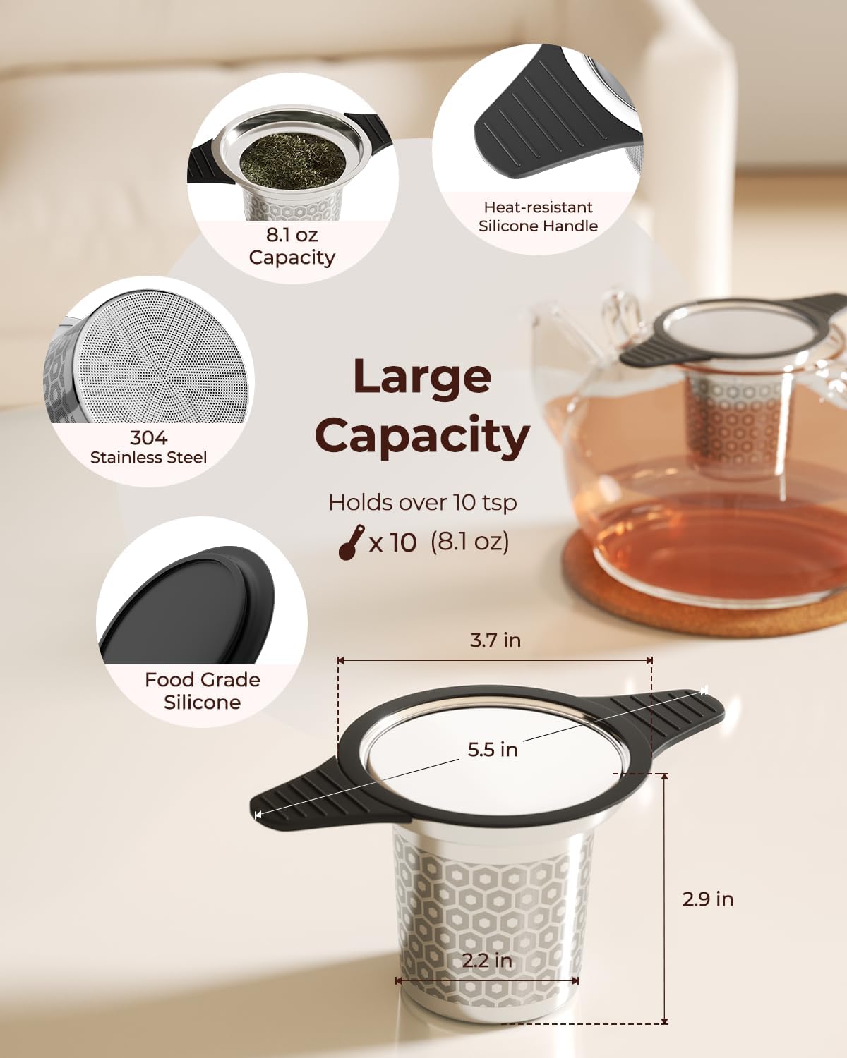 304 Stainless Steel Tea Infuser for Loose Leaf Tea Steeper