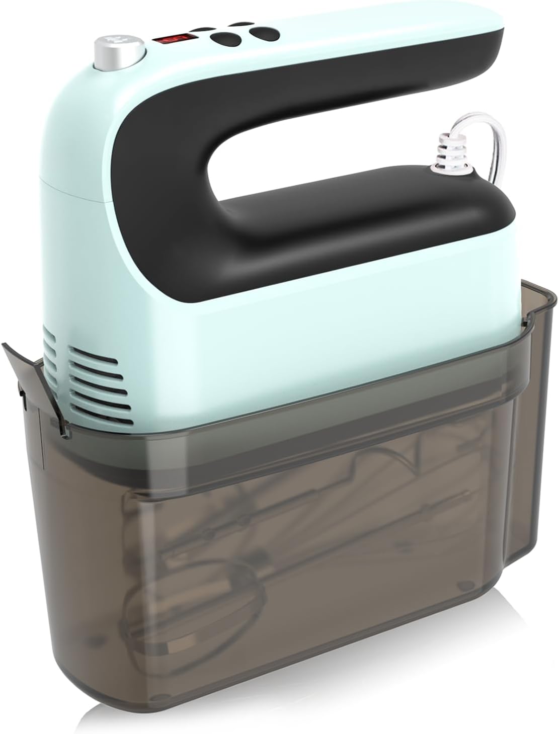 9-Speed Digital Hand Mixer Electric, 400W Powerful DC Motor, Hand Mixer Electric Handheld with Snap-On Storage Case, 5 Stainless Steel Accessories, Beaters, Dough Hooks, Whisk(Ice Blue/Black)