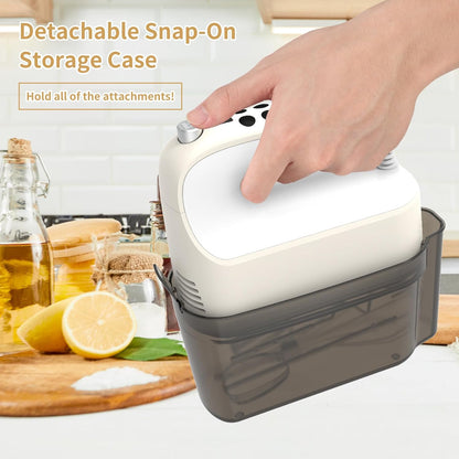 9-Speed Digital Hand Mixer Electric, 400W Powerful DC Motor, Hand Mixer Electric Handheld with Snap-On Storage Case, 5 Stainless Steel Accessories, Beaters, Dough Hooks, Whisk(Ice Blue/Black)