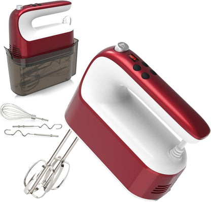 9-Speed Digital Hand Mixer Electric, 400W Powerful DC Motor, Hand Mixer Electric Handheld with Snap-On Storage Case, 5 Stainless Steel Accessories, Beaters, Dough Hooks, Whisk(Ice Blue/Black)
