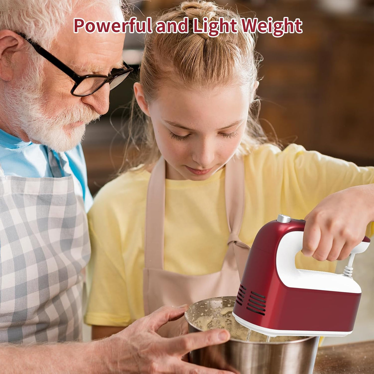 9-Speed Digital Hand Mixer Electric, 400W Powerful DC Motor, Hand Mixer Electric Handheld with Snap-On Storage Case, 5 Stainless Steel Accessories, Beaters, Dough Hooks, Whisk(Ice Blue/Black)