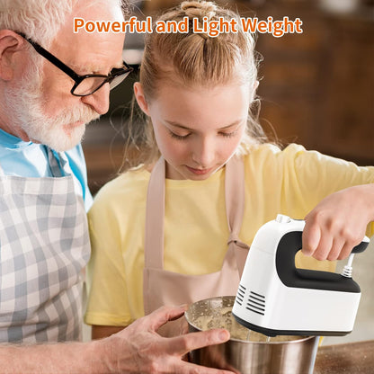 9-Speed Digital Hand Mixer Electric, 400W Powerful DC Motor, Hand Mixer Electric Handheld with Snap-On Storage Case, 5 Stainless Steel Accessories, Beaters, Dough Hooks, Whisk(Ice Blue/Black)