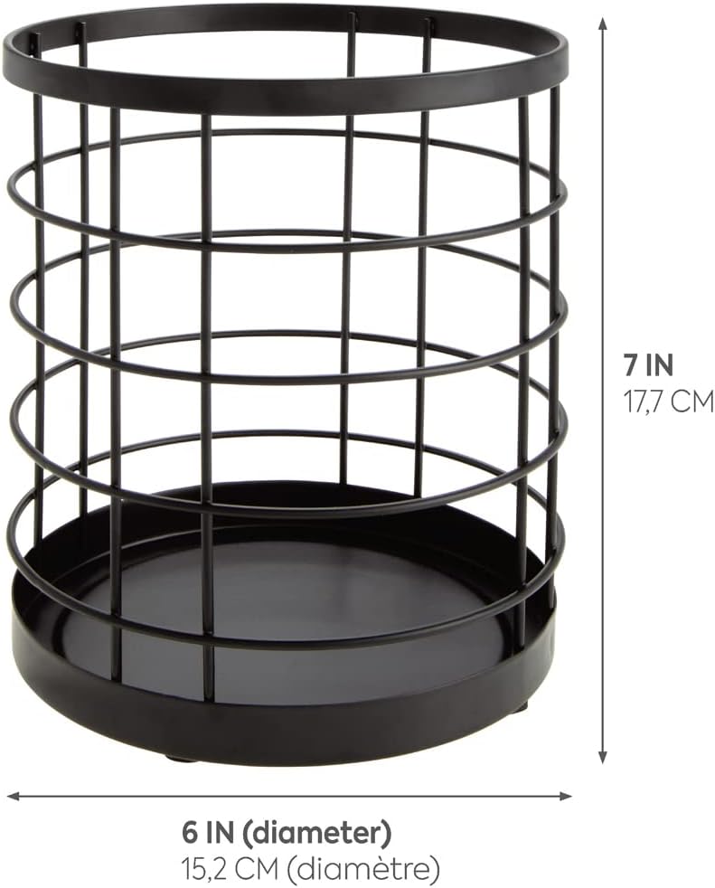 Kitchen Crock Utensil Holder, Matte Black, Steel | For Countertop