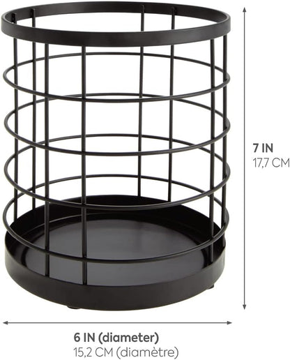 Kitchen Crock Utensil Holder, Matte Black, Steel | For Countertop