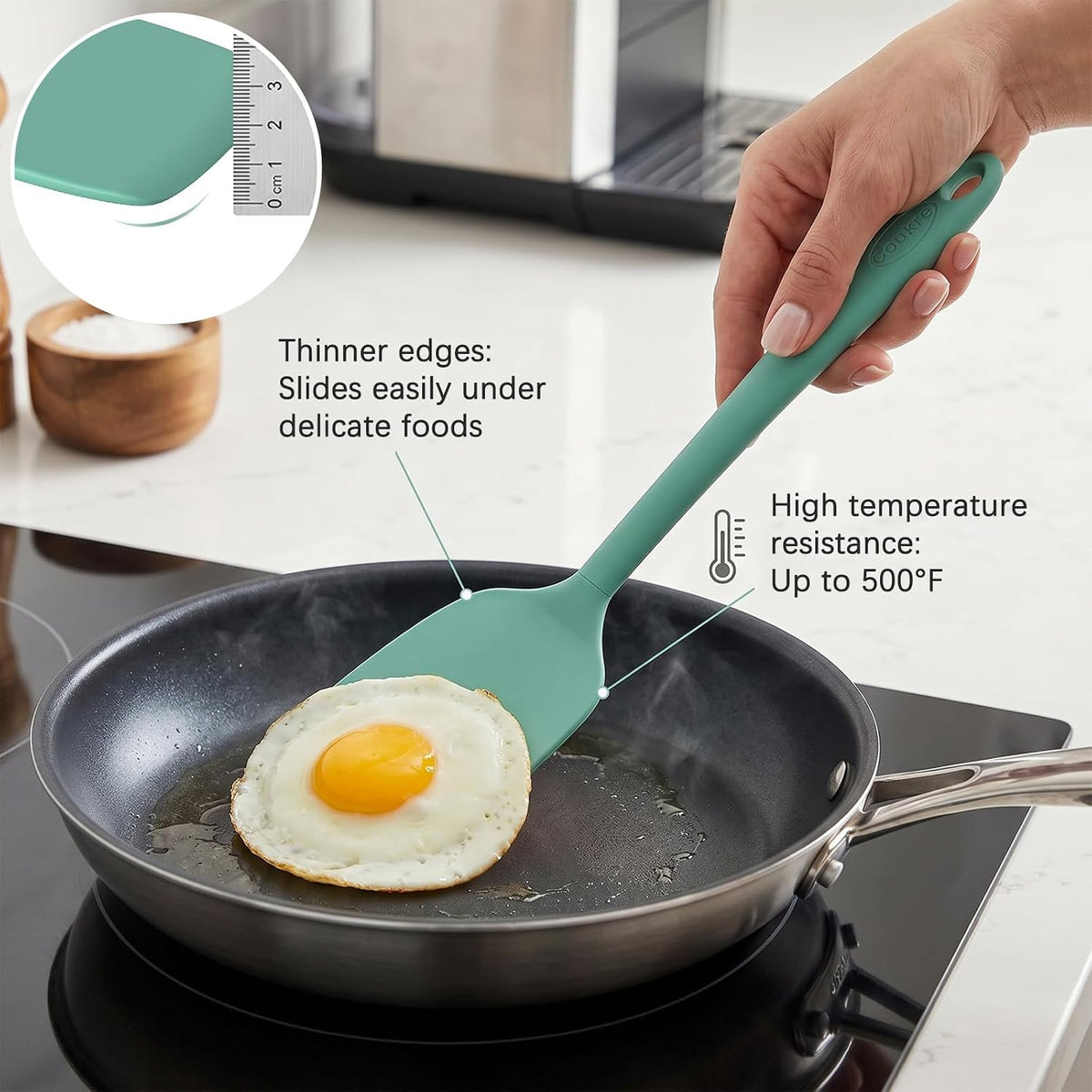 3 Pack Silicone Spatula Set, Heat Resistant to 500°F, BPA-Free