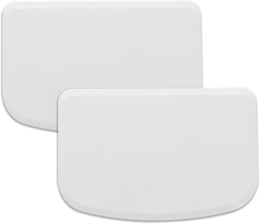 Plastic Bench Scraper for Baking - 2 White Bowl Scraper - Flexible Food Safe Dough Scraper Multipurpose Good Grip Curved and Flat Edge Dough Cutter - Essential Pan Scraper for Kitchen Use