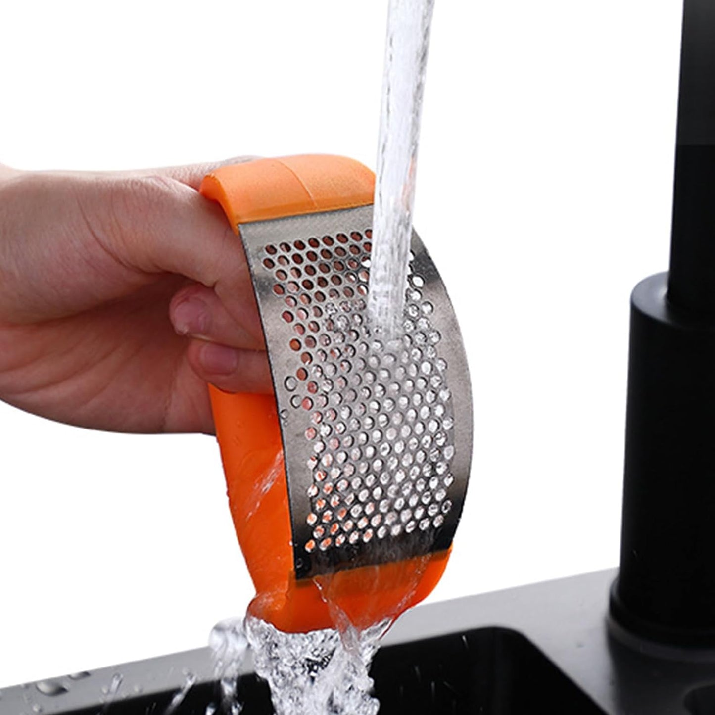 Garlic Press Rocker - Stainless Steel Garlic Crusher, Chopper, Mincer with Silicone Garlic Peeler, Mini Brush Tools For You (Yerrow)