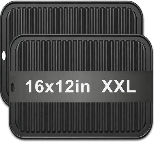 Extra Large Silicone Trivets for Hot Pots and Pans 16x12 Inch, Heat Resistant Hot Pads for Countertops, Hot Dishes, Pot Holders for Kitchen, 2 Pieces, Black