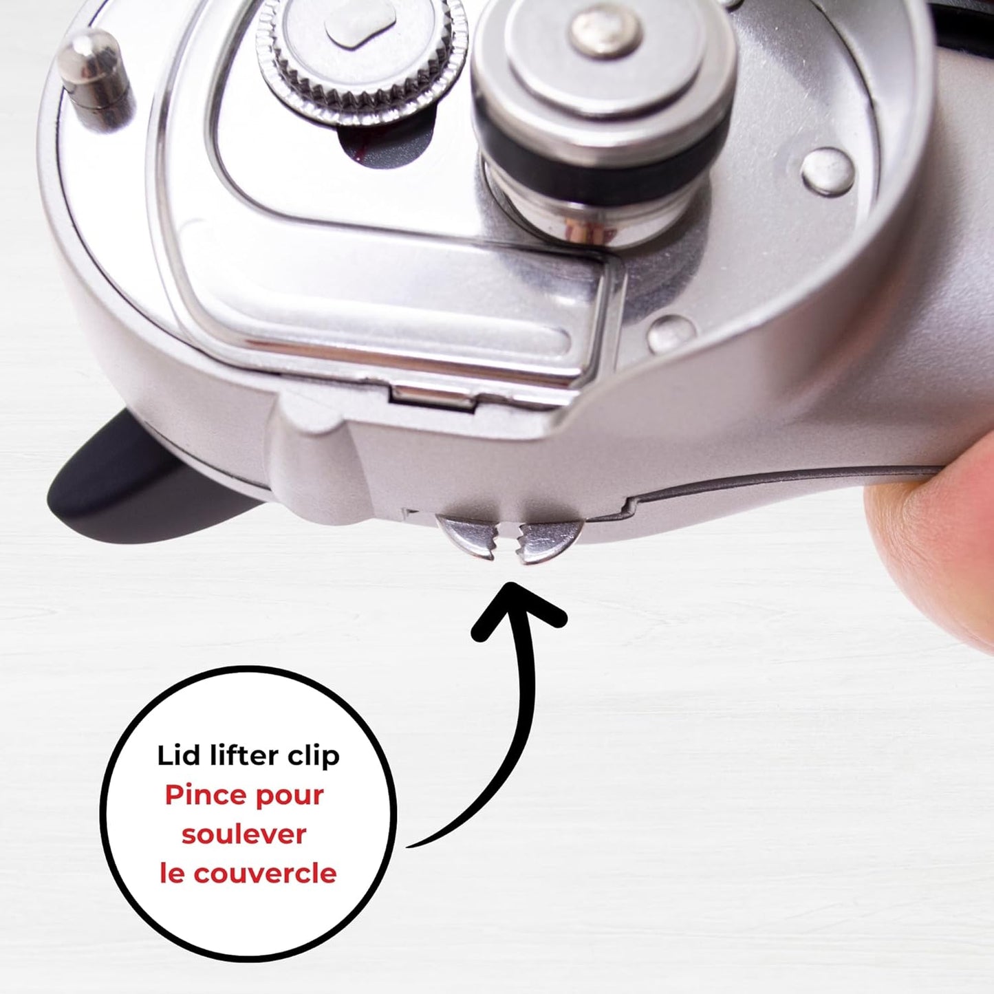 Securimax Auto Can Opener, Patented Safe Edge Technology with Lid Lifter, Leaves No Sharp Edges on Lid & Can, Ambidextrous Use, Heavy Duty Non-Slip Knob for Secure Handling