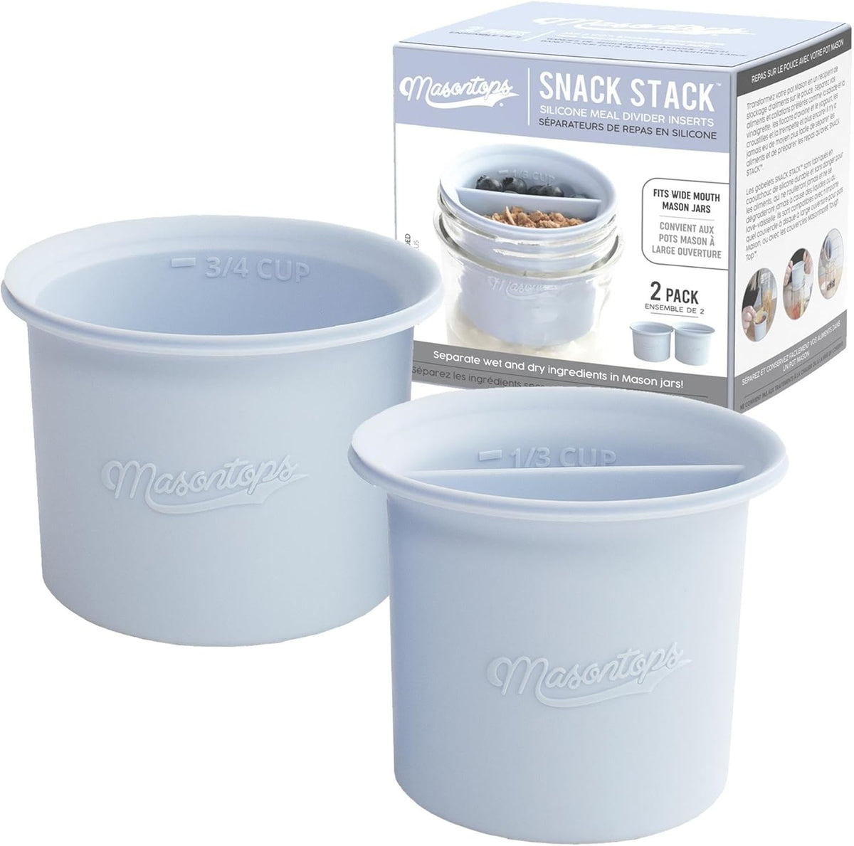 Snack Stack - Mason Jar Dividers for Wide-Mouth Jars, Overnight Oats & Salad Meal Prep Containers