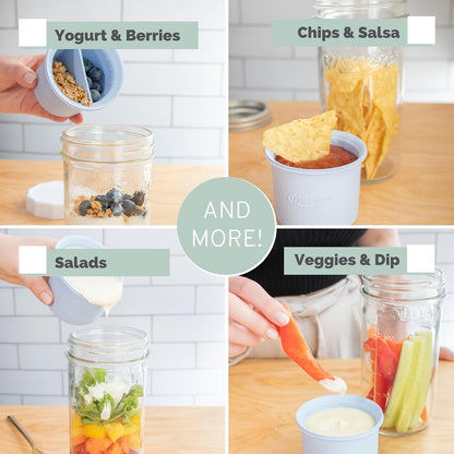 Snack Stack - Mason Jar Dividers for Wide-Mouth Jars, Overnight Oats & Salad Meal Prep Containers