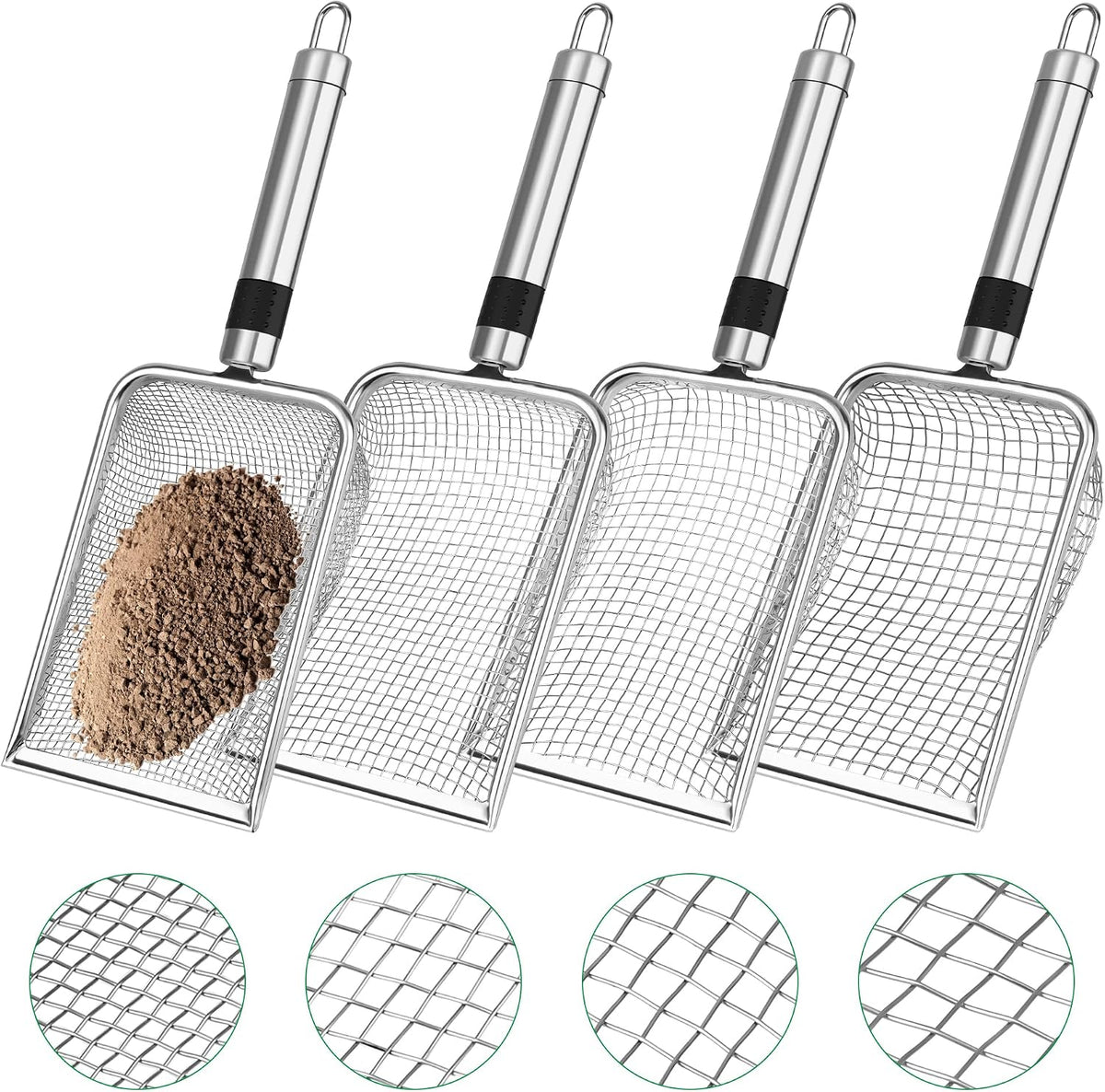 4P Soil Sifter for Gardening, Sand Soil Compost Sieve for Rocks