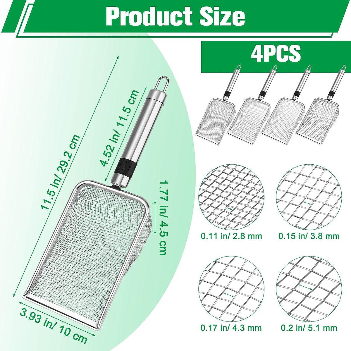 4P Soil Sifter for Gardening, Sand Soil Compost Sieve for Rocks