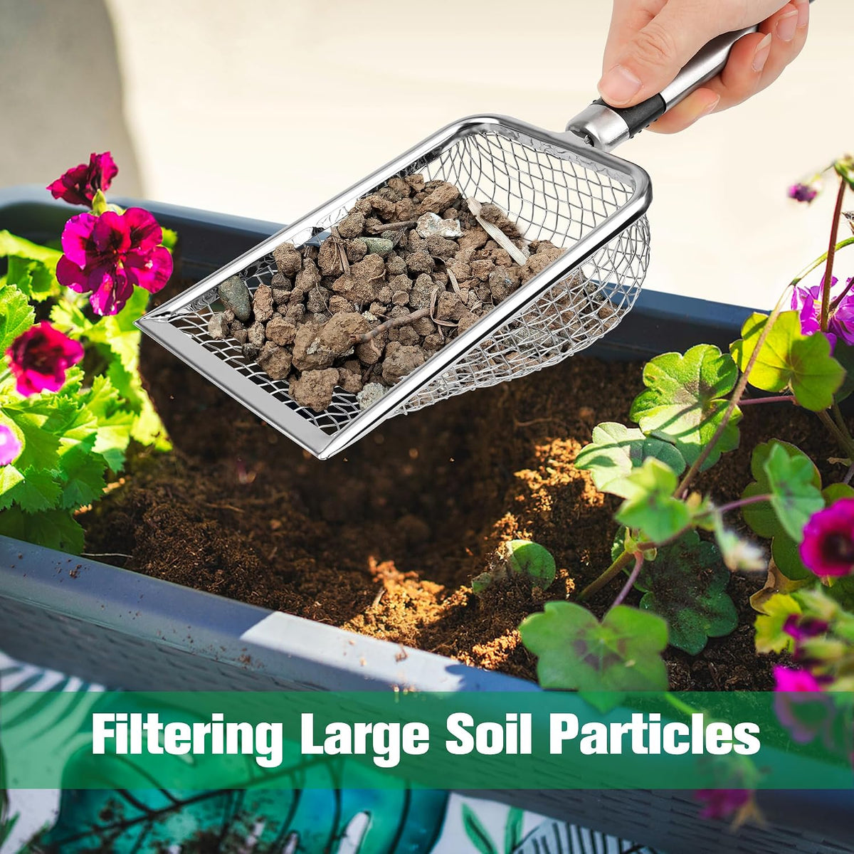 4P Soil Sifter for Gardening, Sand Soil Compost Sieve for Rocks