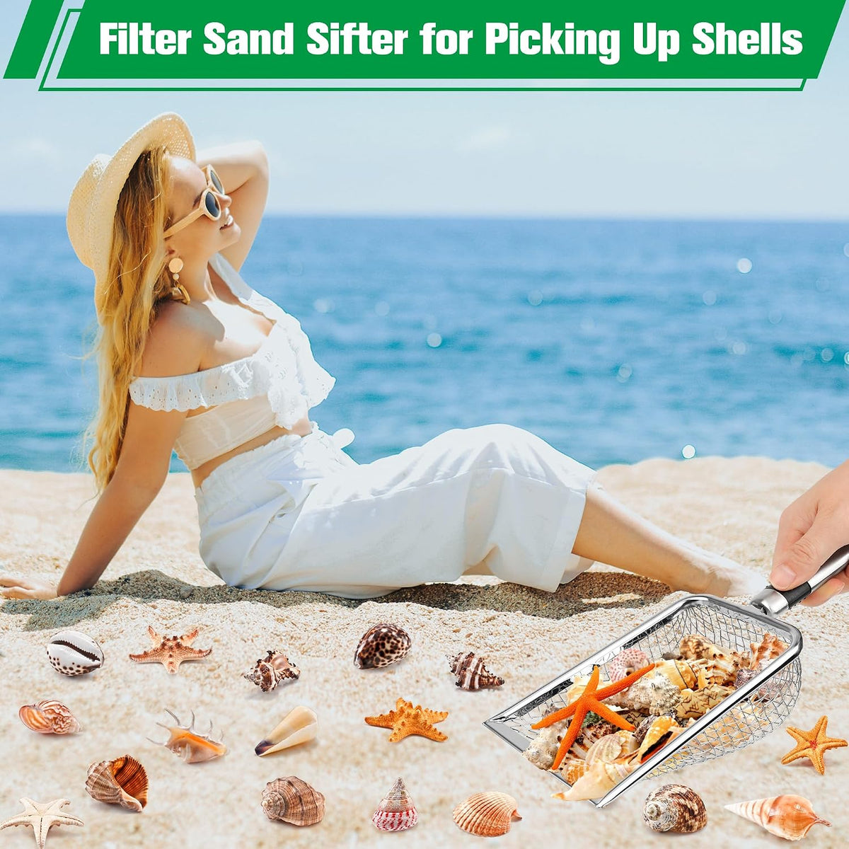 4P Soil Sifter for Gardening, Sand Soil Compost Sieve for Rocks