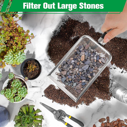 4P Soil Sifter for Gardening, Sand Soil Compost Sieve for Rocks